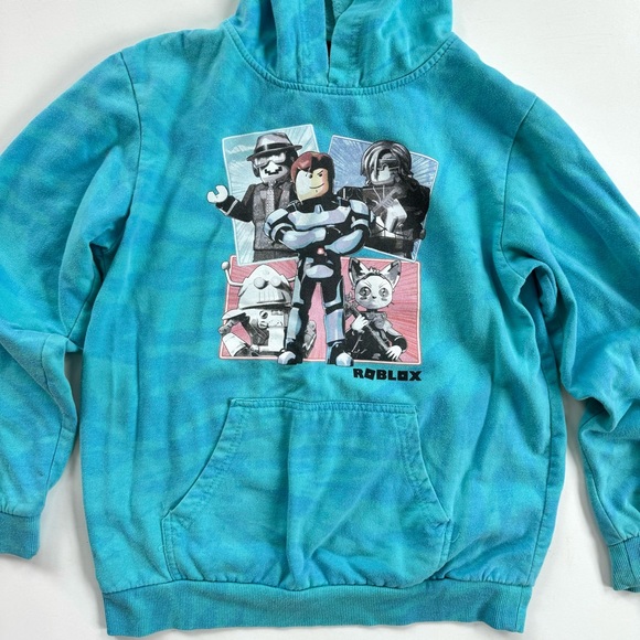 Roblox Sweater Kids Large Blue Pullover Hoodie Sweatshirt Video Game Kids Youth - Picture 2 of 10